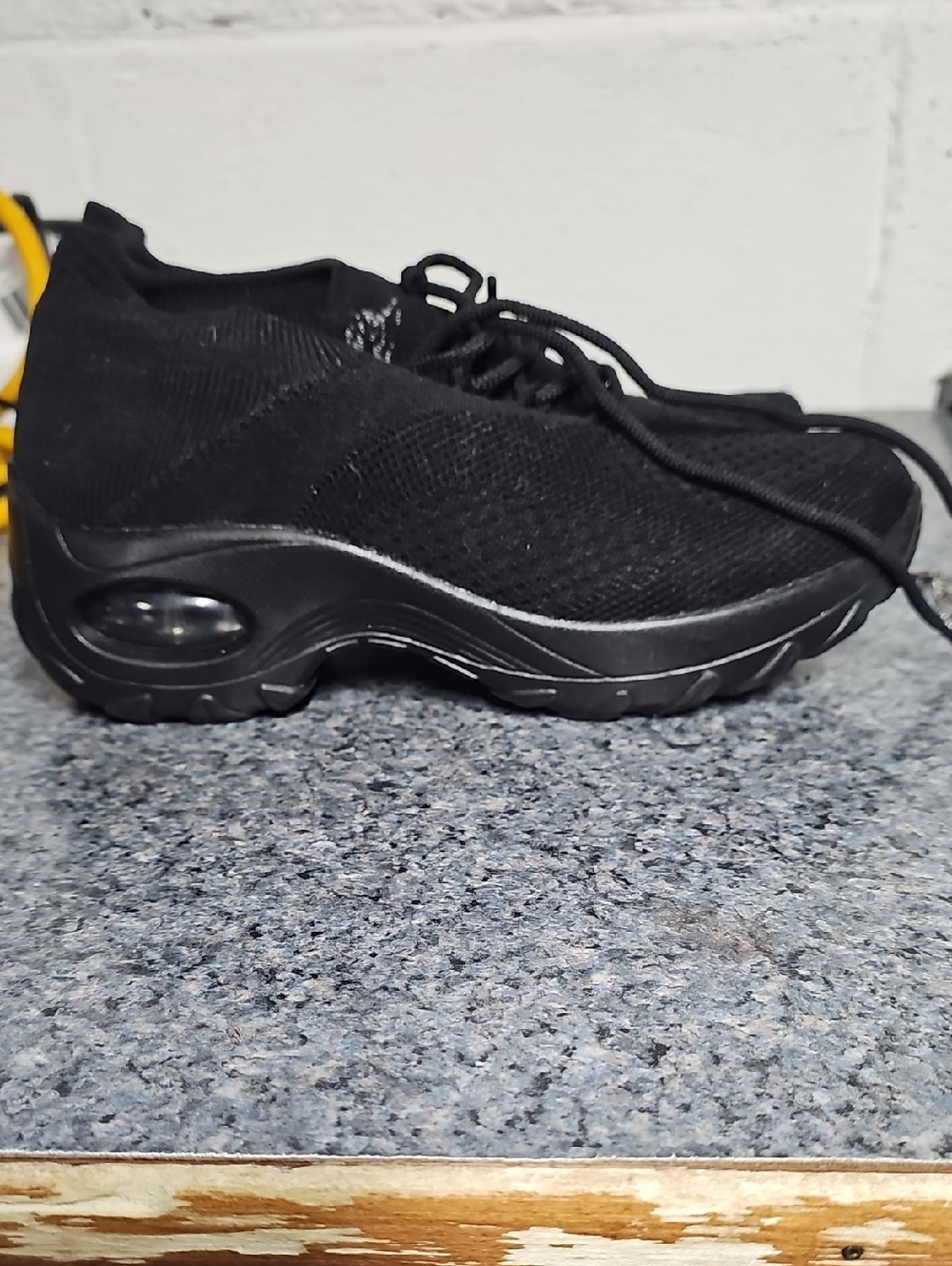 All-Black Knit Athletic Sneakers